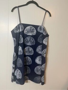 Navy Shell Print Spaghetti Strap mini Dress
